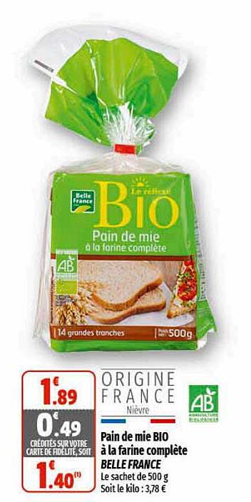 Pain De Mie Bio à La Farine Complète Belle France