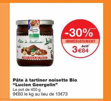 pâte à tartiner noisette bio "lucien georgelin"