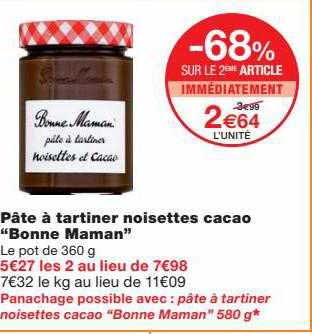 pâte à tartiner noisettes cacao "bonne maman"