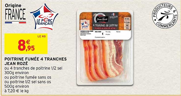poitrine fumée 4 tranches jean rozé
