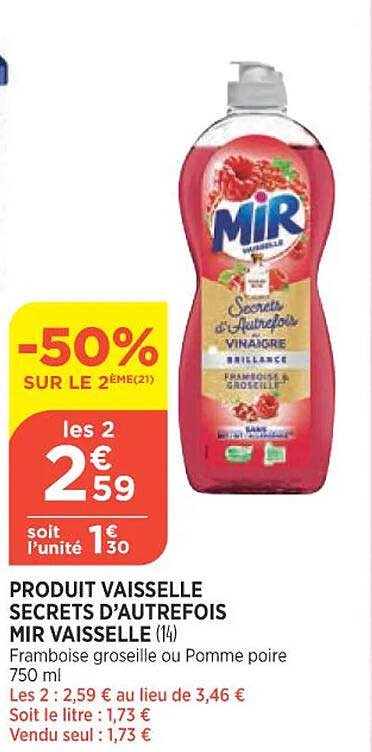 produit vaisselle secrets d'autrefois mir vaisselle