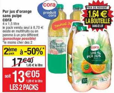 Pur Jus D'orange Sans Pulpe Cora