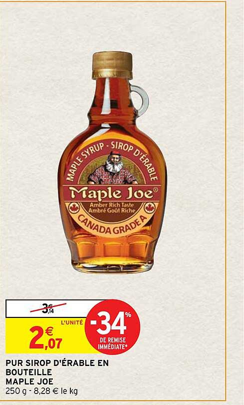 pur sirop d'érable en bouteille maple joe