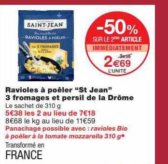 ravioles à poêler "st jean" 3 fromages et persil de la drôme