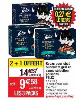 repas pour chat succulent grill en sauce sélection poissons felix