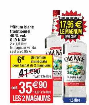 rhum blanc traditionnel 40% vol. old nick