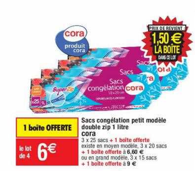 sacs congélation petit modèle double zip 1 litre cora