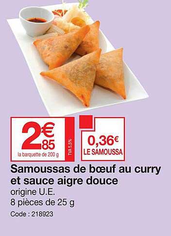 samoussas de bœuf au curry et sauce aigre douce