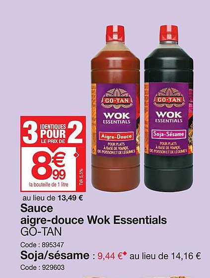 sauce aigre-douce wok essentials go-tan ou soja-sésame
