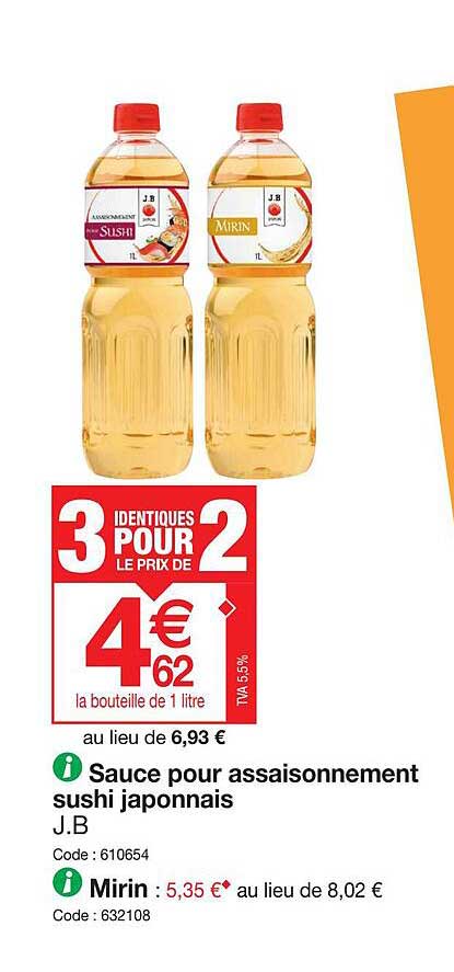 sauce pour assaisonnement sushi japonnais j.b