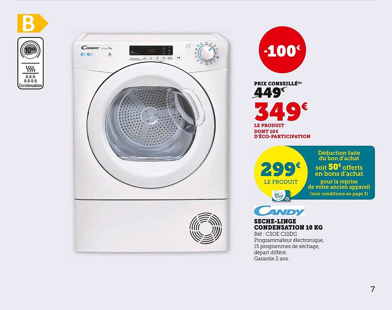 sèche-linge condensation 10 kg candy