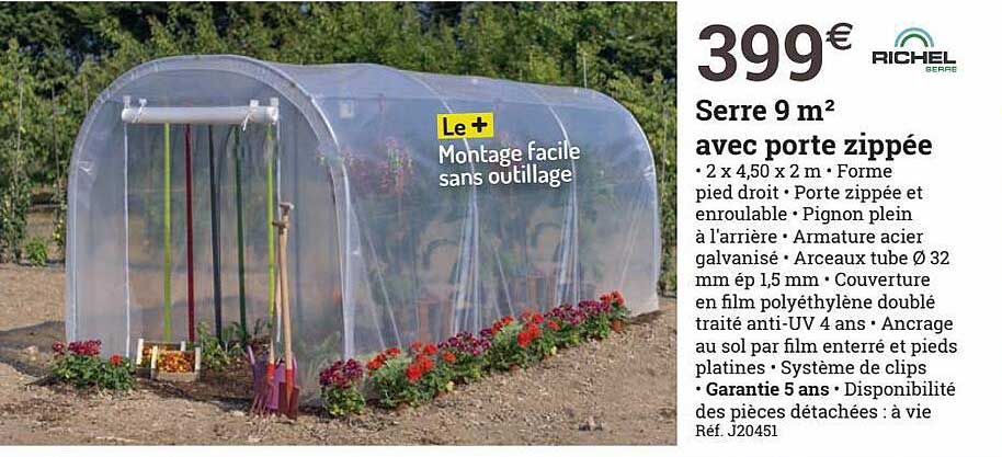 serre 9m² avec porte zipée richel