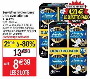 serviettes hygiéniques ultra avec ailettes always