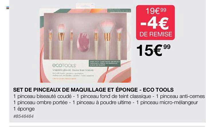 set de pinceaux de maquillage et éponge - eco tools