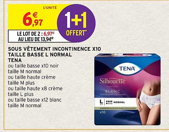 Sous Vêtement Incontinence X10 Taille Basse L Normal Tena