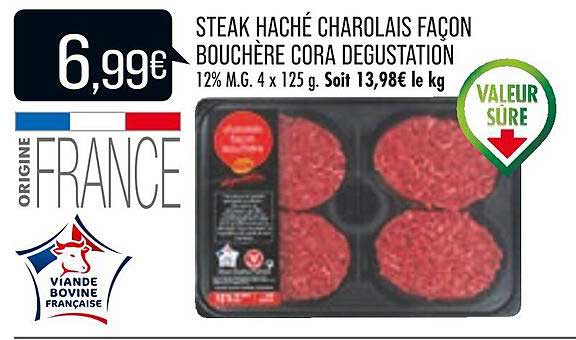 steak haché charolais façon bouchère cora dégustation