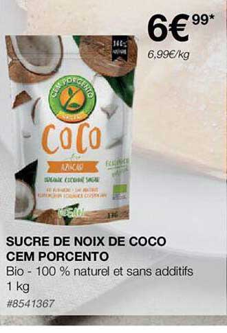 Sucre De Noix De Coco Cem Porcento