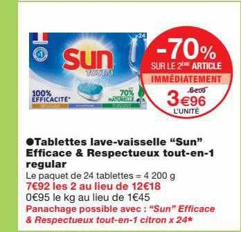 tablettes lave-vaisselle "sun" efficace & respectueux tout-en-1 regular