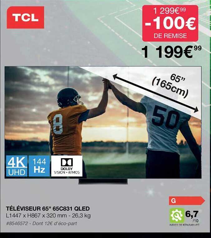 Téléviseur 65" 65c831 Qled Tcl