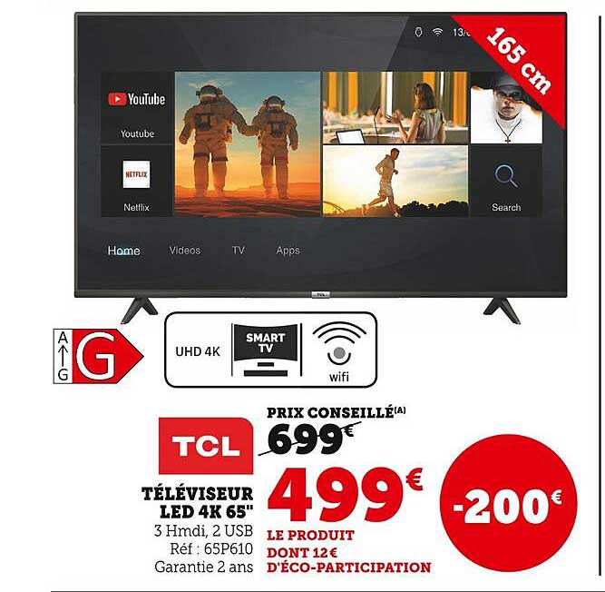 Téléviseur Led 4k 65" Tcl