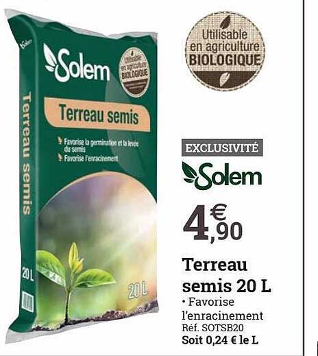 terreau semis 20l solem