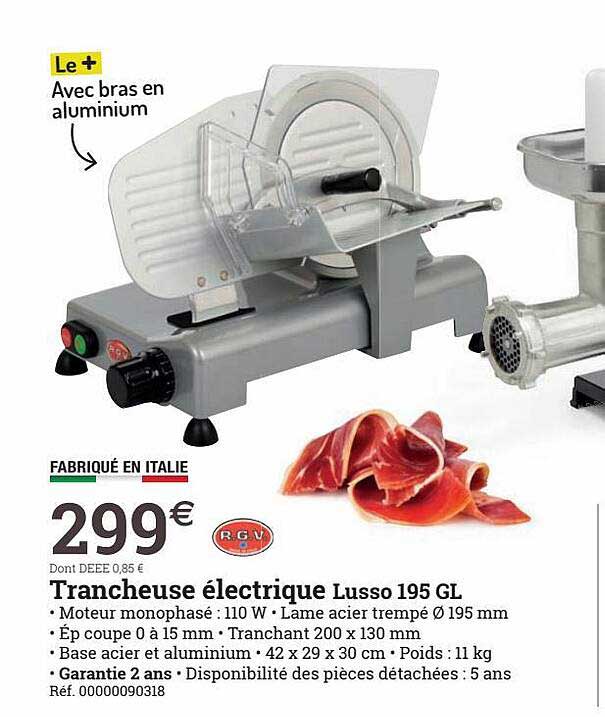 trancheuse électrique lusso 195 gl