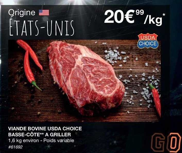 viande bovine usda choice basse-côte** a griller