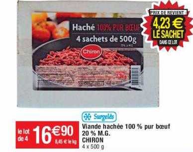 viande hachée 100% pur bœuf 20% m.g. chiron