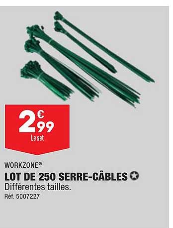 worzone lot de 250 serre-câbles