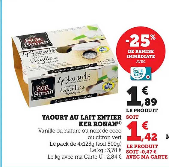 yaourt au lait entier ker ronan