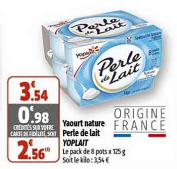 Yaourt Nature Perle De Lait Yoplait