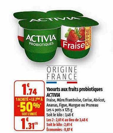 Yaourts Aux Fruits Probiotiques Activia