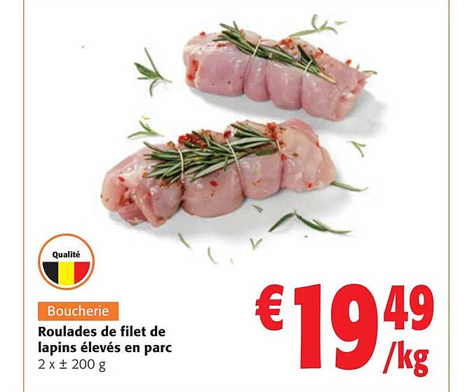 roulades de filet de lapins élevés en parc