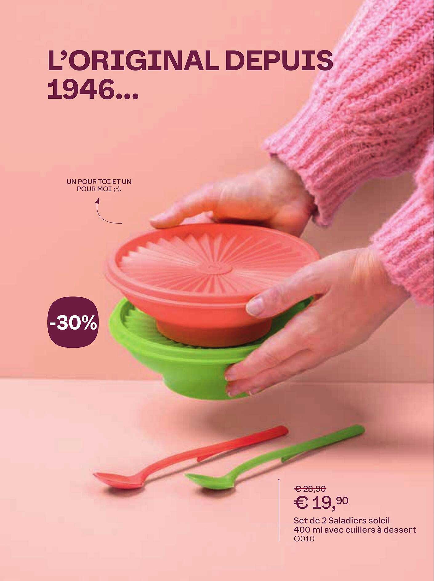 set de 2 saladiers soleil 400 ml avec cuillers à dessert