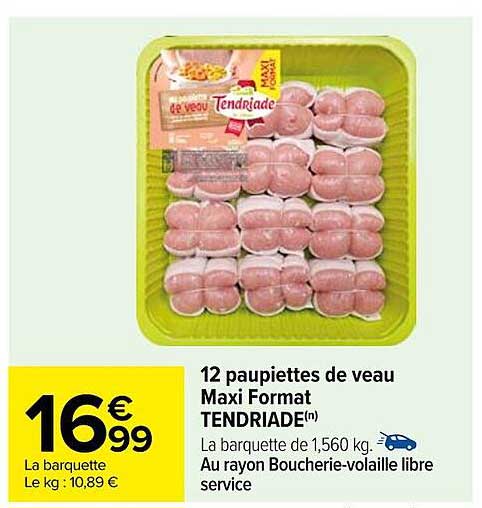 12 paupiettes de veau maxi format tendriade