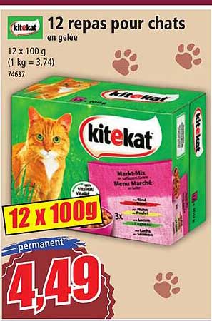 12 Repas Pour Chats En Gelée Kitekat