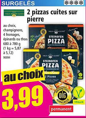 2 pizzas cuites sur pierre villa gusto