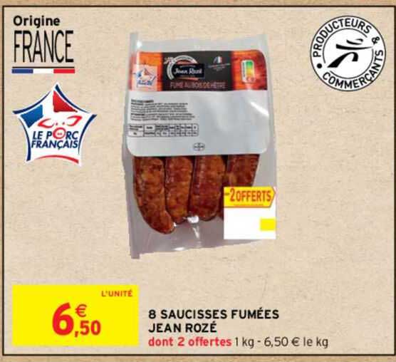 8 saucisses fumées jean rozé