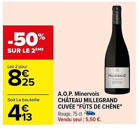 a.o.p. minervois château millegrand cuvée "fûts de chêne"