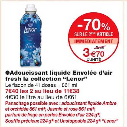 adoucissant liquide envolée d'air fresh la collection "lenor"