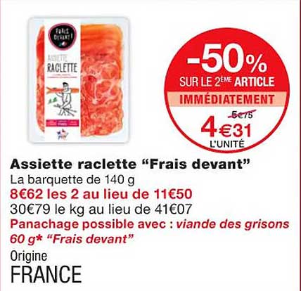 asseitte raclette "frais devant"