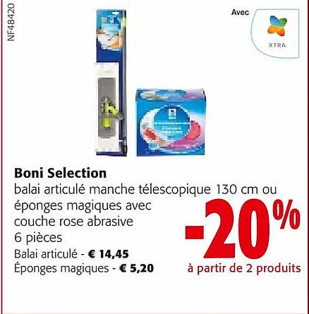 balai articulé manche télescopique 130 cm ou éponges magiques avec couche rose abrasive boni sélection