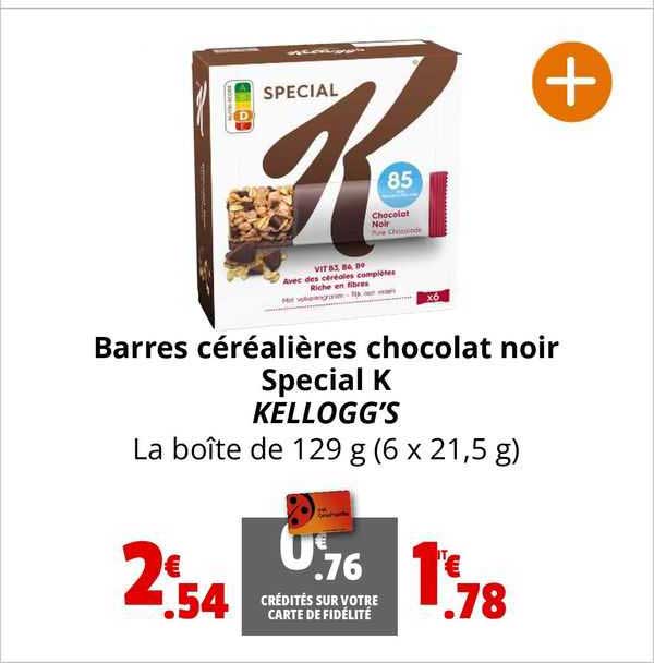 barres céréalières chocolat noir special k kellogg's