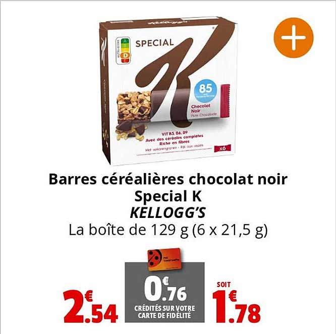 barres céréalières chocolat noir spécial k kellogg's