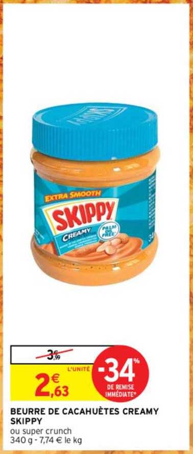 beurre de cacahuètes creamy skippy