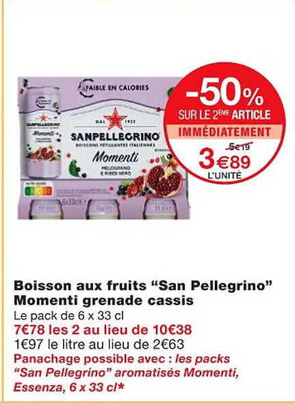 boisson aux fruits "san pellegrino" momenti grenade cassis