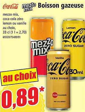 boisson gazeuse coca-cola, mezzo mix
