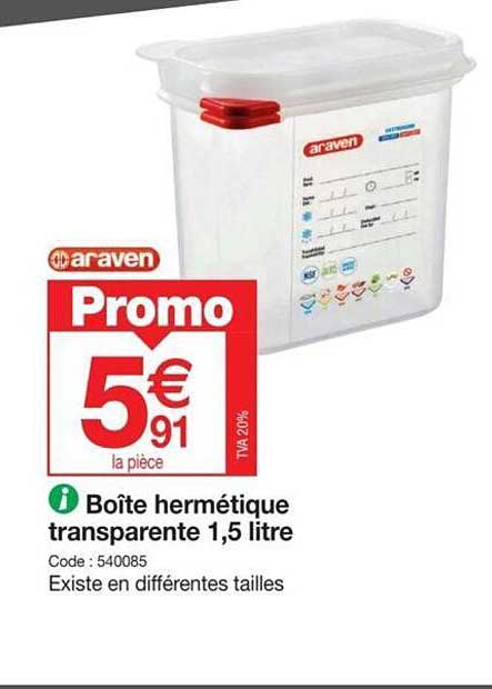 boîte hermétique transparente 1,5 litre