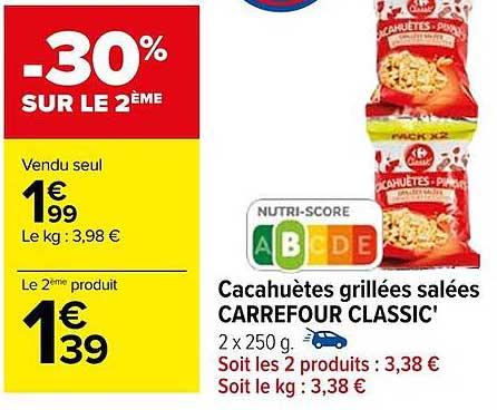 Cacahuètes Grillées Salées Carrefour Classic'