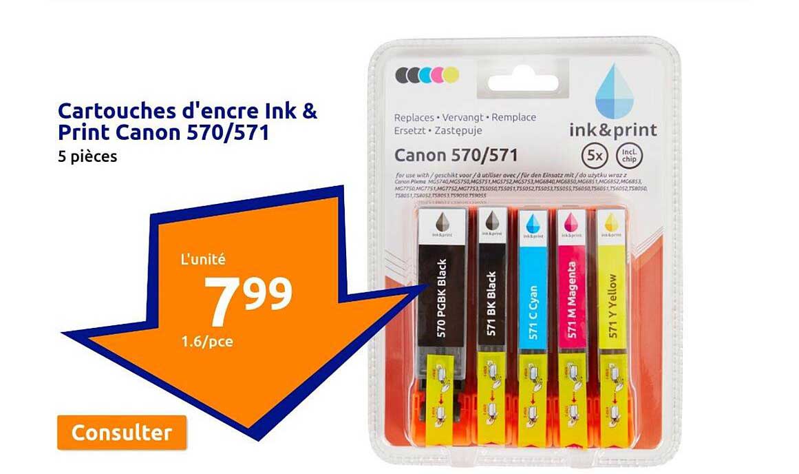 cartouches d'encre ink & print canon 570/571